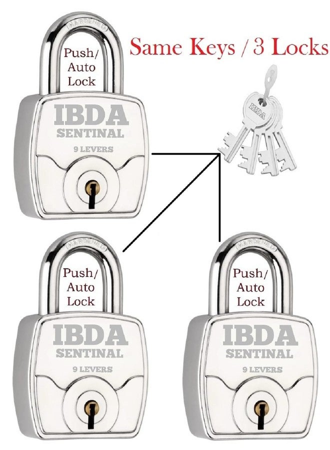 IBDA 3 Locks with Same Key | Multiple Locks with Single Key | Common Key Lock | Steel Body | Lock for Home, Shutter, gate, Door, Channel, Shop, Outdoor, Indoor | Same Key Lock Set of 3 with 4 Keys - Image 2